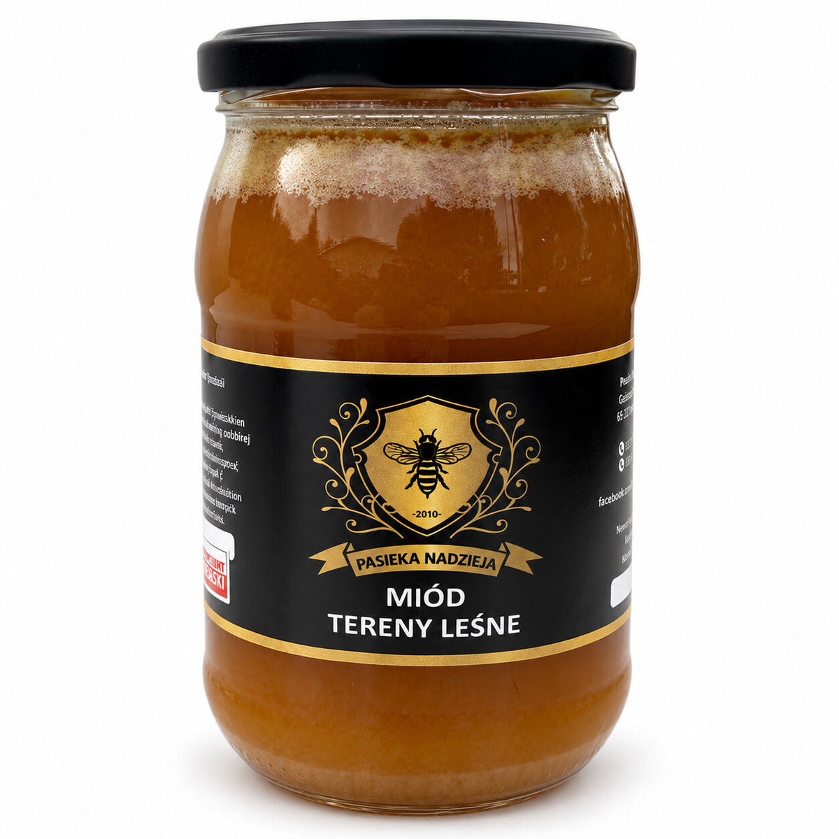 Miód tereny leśne, duży słoik 1,1 kg z czarną zakrętką, bez dekoracji