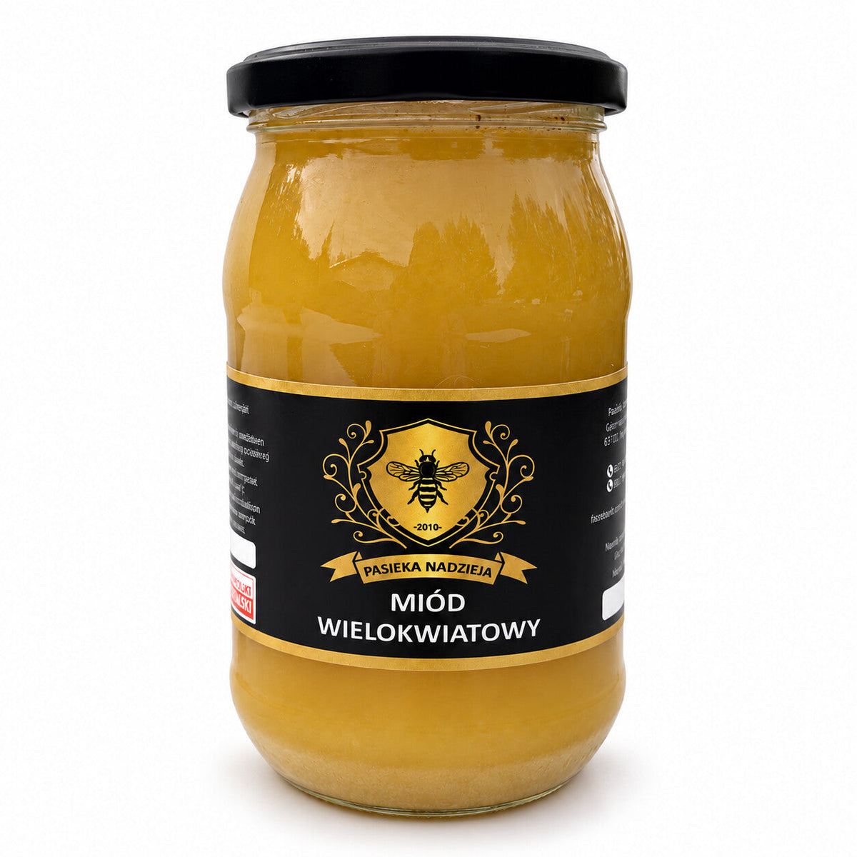 Miód wielokwiatowy, duży słoik 1,1 kg z czarną zakrętką, bez dekoracji