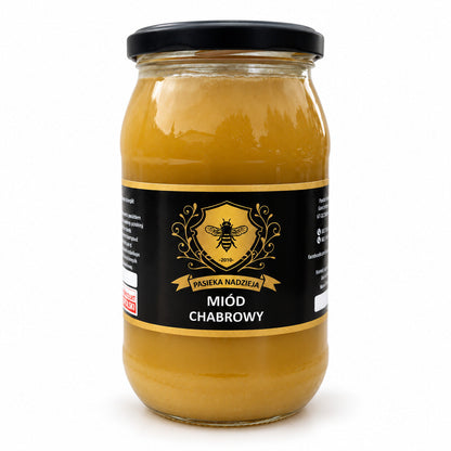 Miód chabrowy, duży słoik 1,1 kg z czarną zakrętką, bez dekoracji
