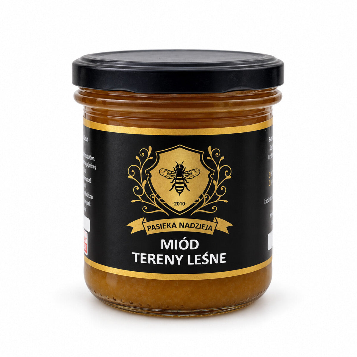 Miód tereny leśne, mały słoik 450 g z czarną zakrętką, bez dekoracji